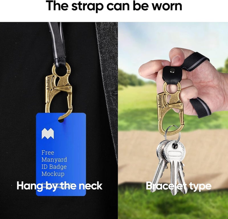 Ahiller Carabiner Keychain Clip, Double Lock Designed - Tungsten Steel Tip, Multifounction Tools for Camping, Hiking, Fishing, Outdoor Survival - Image 2